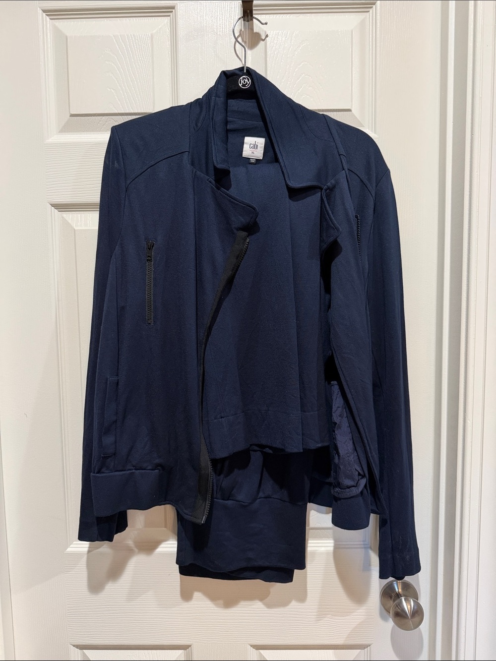 CAbi Navy Bomber Jacket with Zip Details
